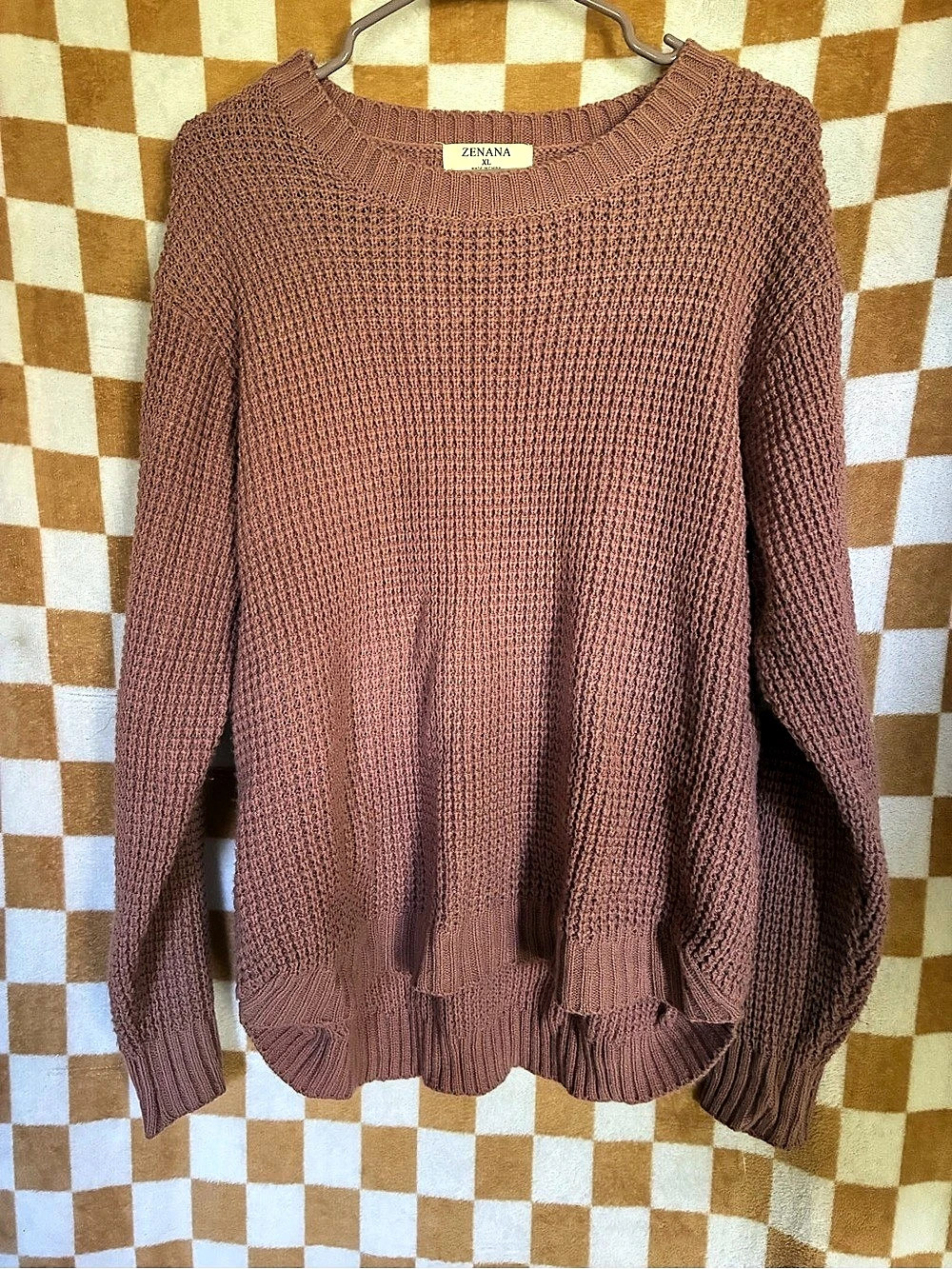 ZENANA Textured Knit Crewneck Sweater Size XL Like New